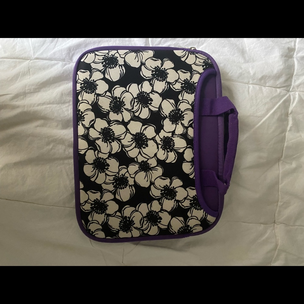 iPad case bag, purple floral case bag